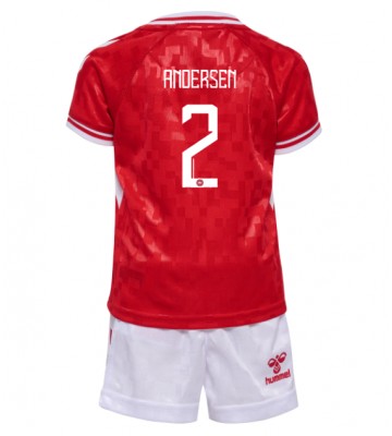 Danmark Joachim Andersen #2 Hjemmebanesæt Børn EM 2024 Kort ærmer (+ korte bukser)